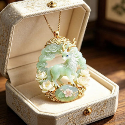 Baize Deer Pendant Necklace | Chinese Auspicious Jewelry