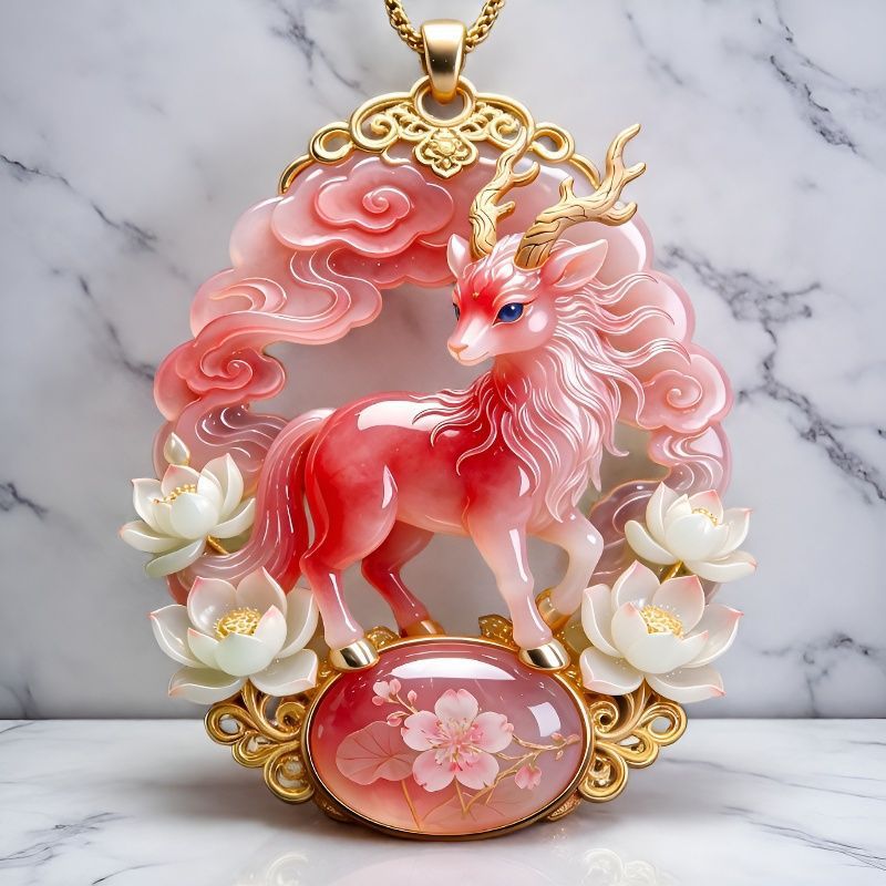 Baize Deer Pendant Necklace | Chinese Auspicious Jewelry