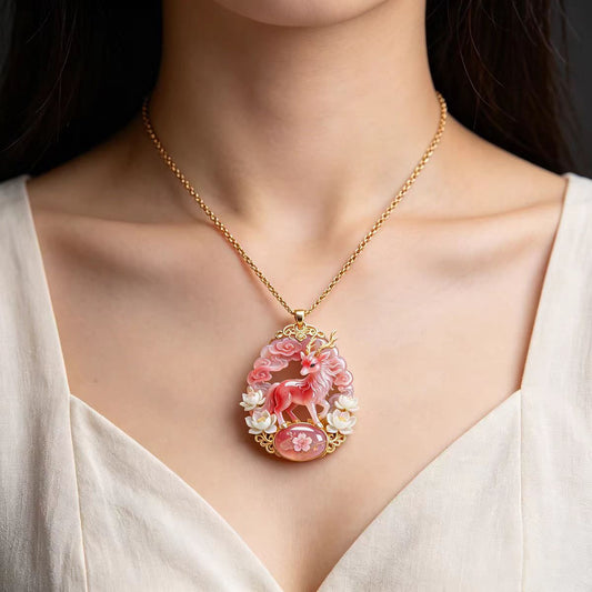 Baize Deer Pendant Necklace | Chinese Auspicious Jewelry