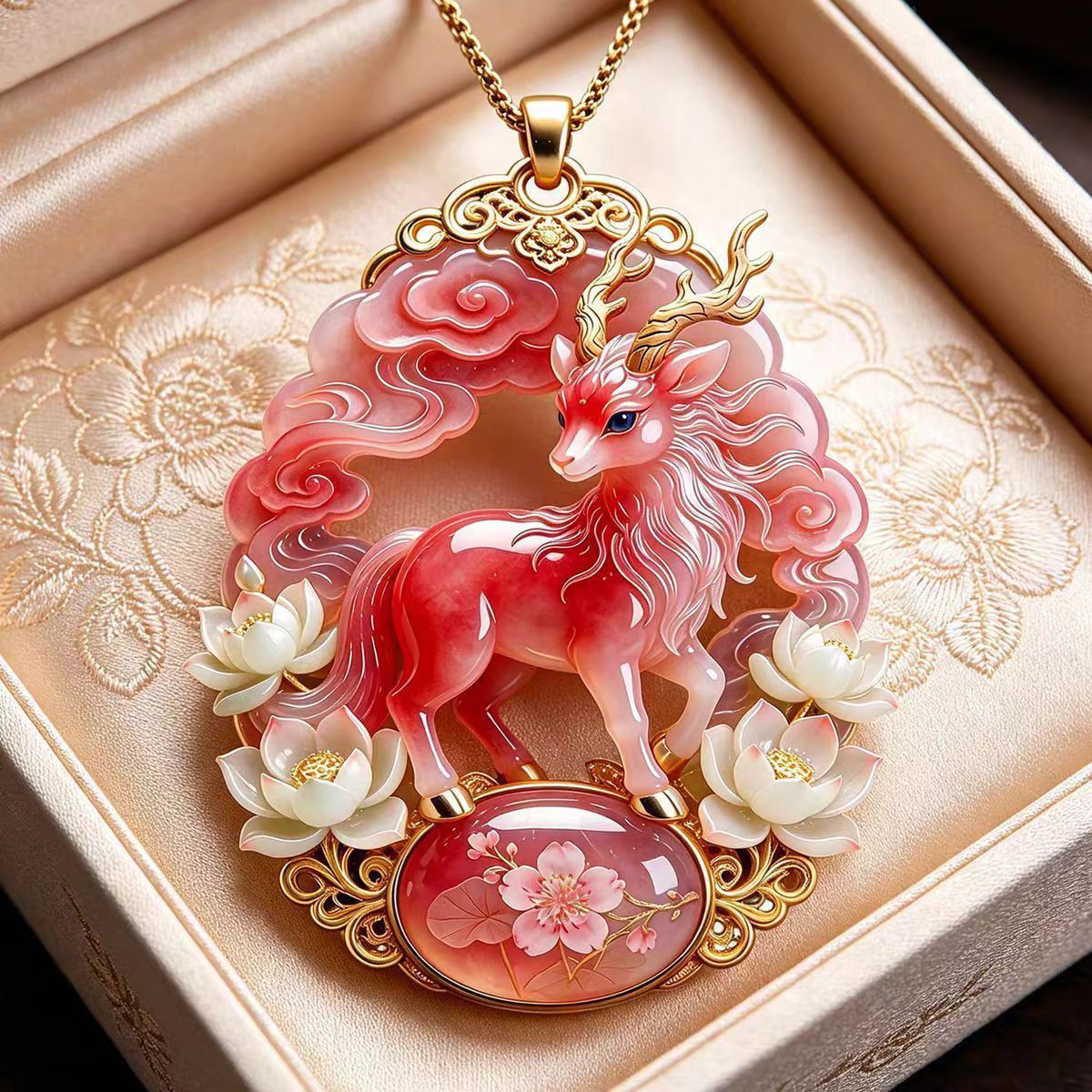 Baize Deer Pendant Necklace | Chinese Auspicious Jewelry