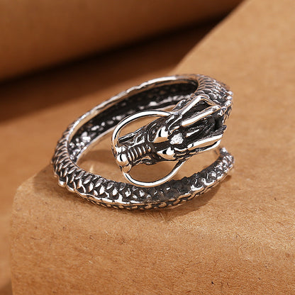 Chinese Dragon Ring | Adjustable Antique Brass Zodiac Ring