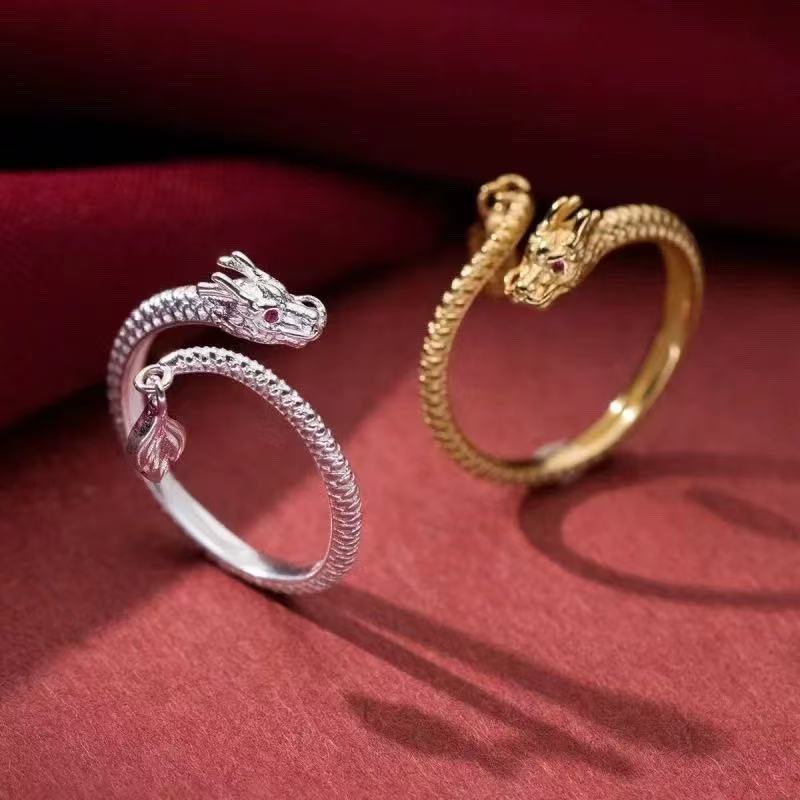 Chinese Dragon Ring | Adjustable Zodiac Ring in Gold & Silver