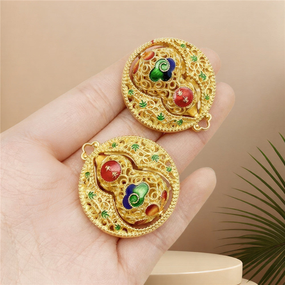 Chinese Gourd Lucky Keychain with Peace Charm