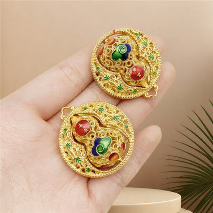 Chinese Gourd Lucky Keychain with Peace Charm