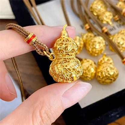 Chinese Gourd (Hulu) Filigree Pendant Necklace