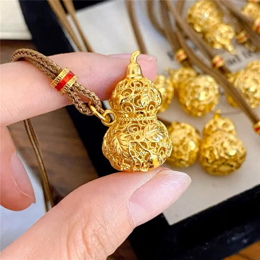 Chinese Gourd (Hulu) Filigree Pendant Necklace