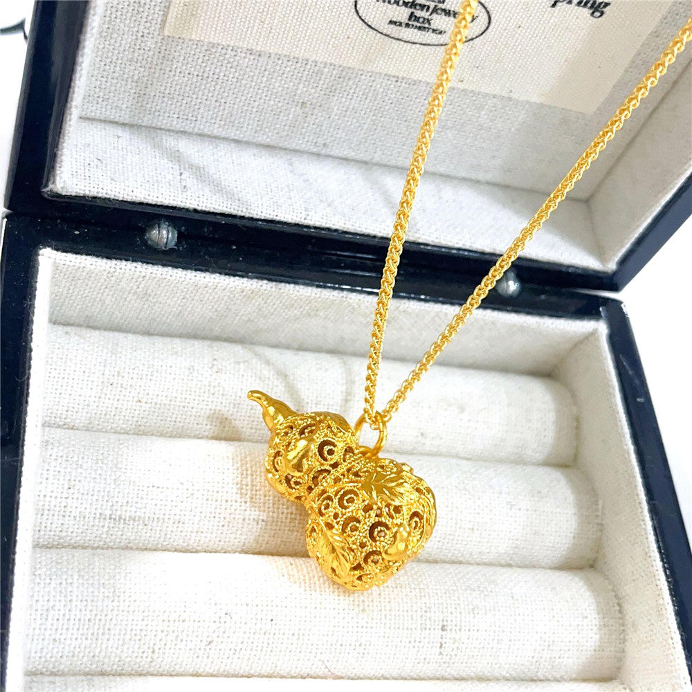 Chinese Gourd (Hulu) Filigree Pendant Necklace