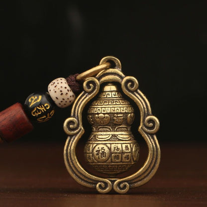 Chinese Lucky Gourd Keychain | Solid Brass Feng Shui Good Luck Charm