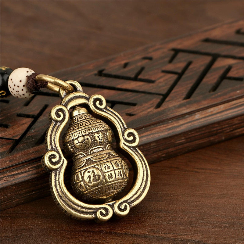 Chinese Lucky Gourd Keychain | Solid Brass Feng Shui Good Luck Charm