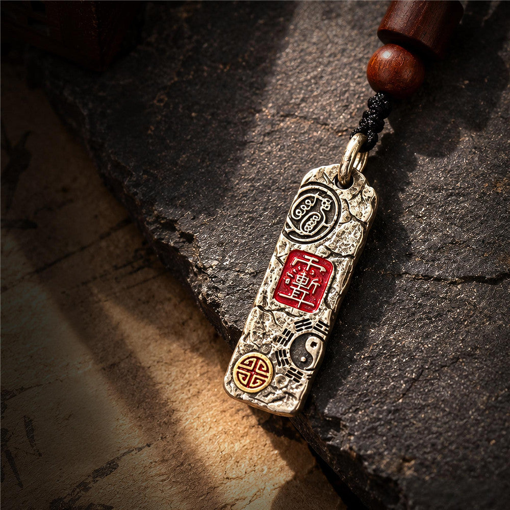 Vintage Taoist Chinese Wealth God Talisman Pendant