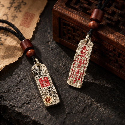 Vintage Taoist Chinese Wealth God Talisman Pendant