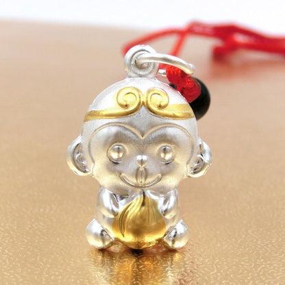 Chinese Zodiac Monkey Pendant Necklace | Silver-Tone Jewelry