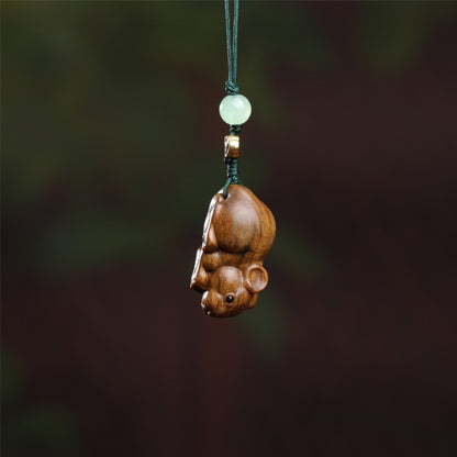 Chinese Zodiac Rat Wooden Keychain | Lucky Rat Charm