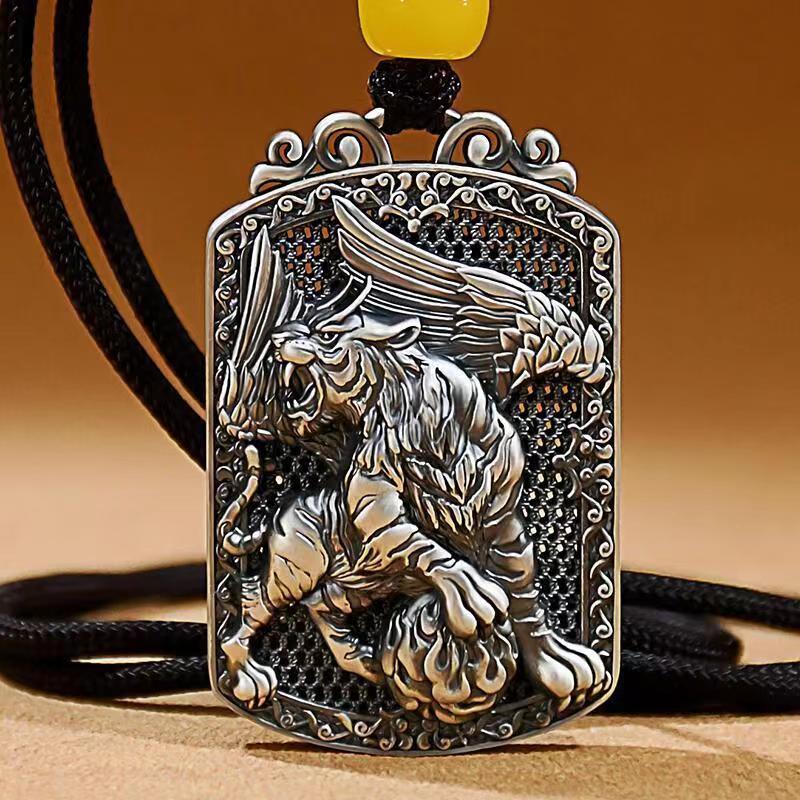 Chinese Zodiac Tiger Pendant Necklace | Vintage Copper Jewelry