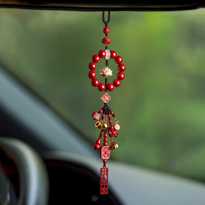 Cinnabar Bodhi Lotus Pendant Necklace | Chinese Buddhist Jewelry