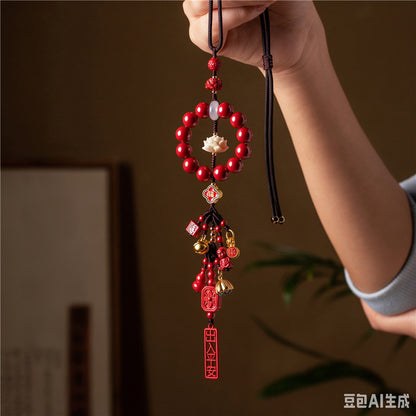 Cinnabar Bodhi Lotus Pendant Necklace | Chinese Buddhist Jewelry