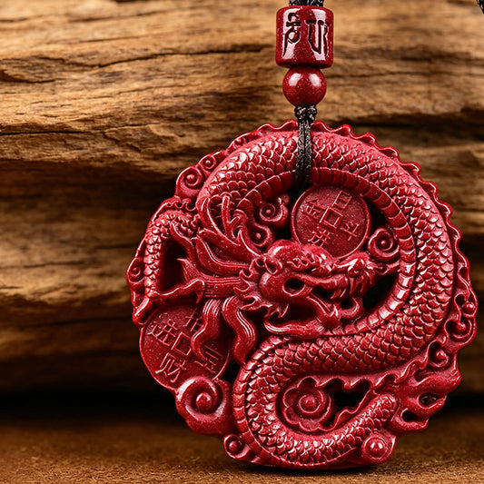 Cinnabar Dragon Zodiac Pendant Necklace