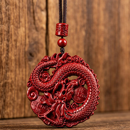 Cinnabar Dragon Zodiac Pendant Necklace