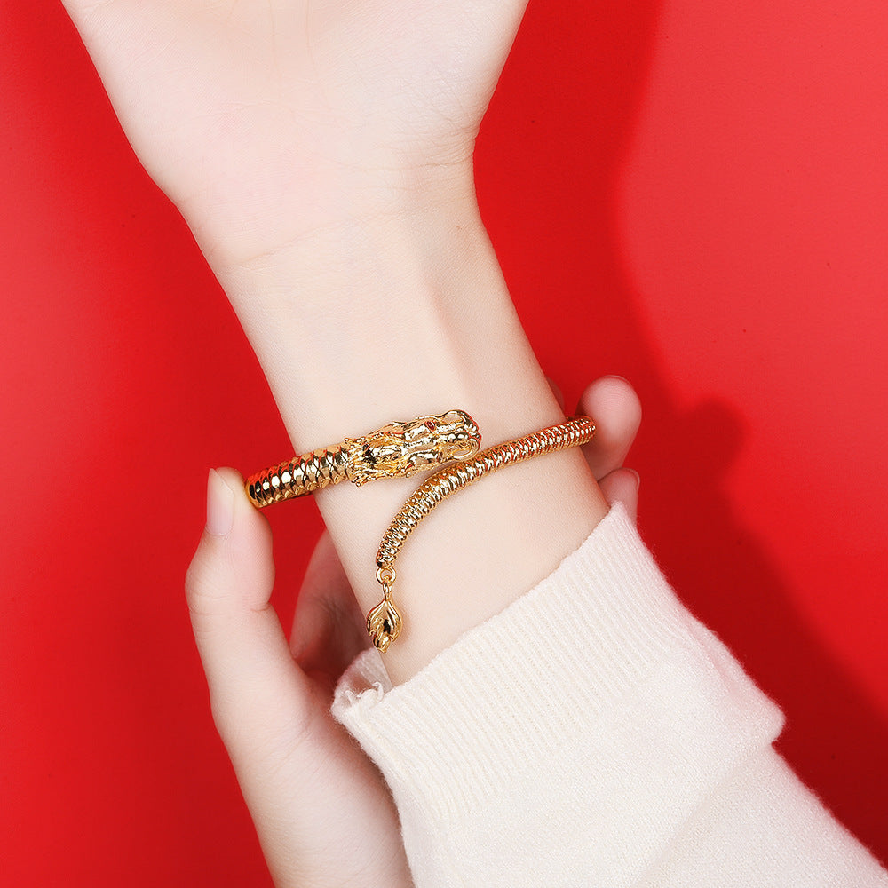 Bracelets Couple Dragon | Joncs Zodiaque Chinois Or & Argent
