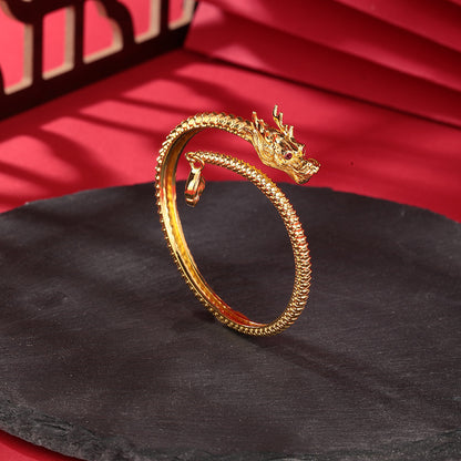 Bracelets Couple Dragon | Joncs Zodiaque Chinois Or & Argent