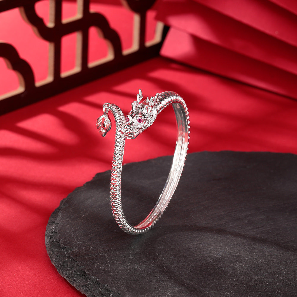 Bracelets Couple Dragon | Joncs Zodiaque Chinois Or & Argent
