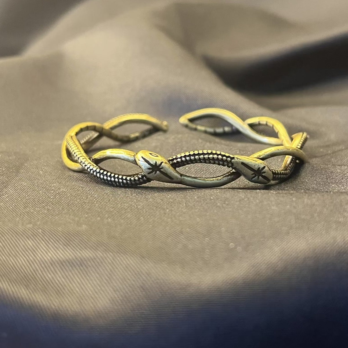 Double Snake Bracelet | Vintage Gold Serpent Cuff