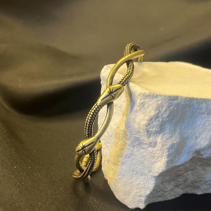 Double Snake Bracelet | Vintage Gold Serpent Cuff