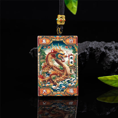 Dragon & Guardian Buddha Jadeite Pendant