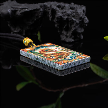 Dragon & Guardian Buddha Jadeite Pendant