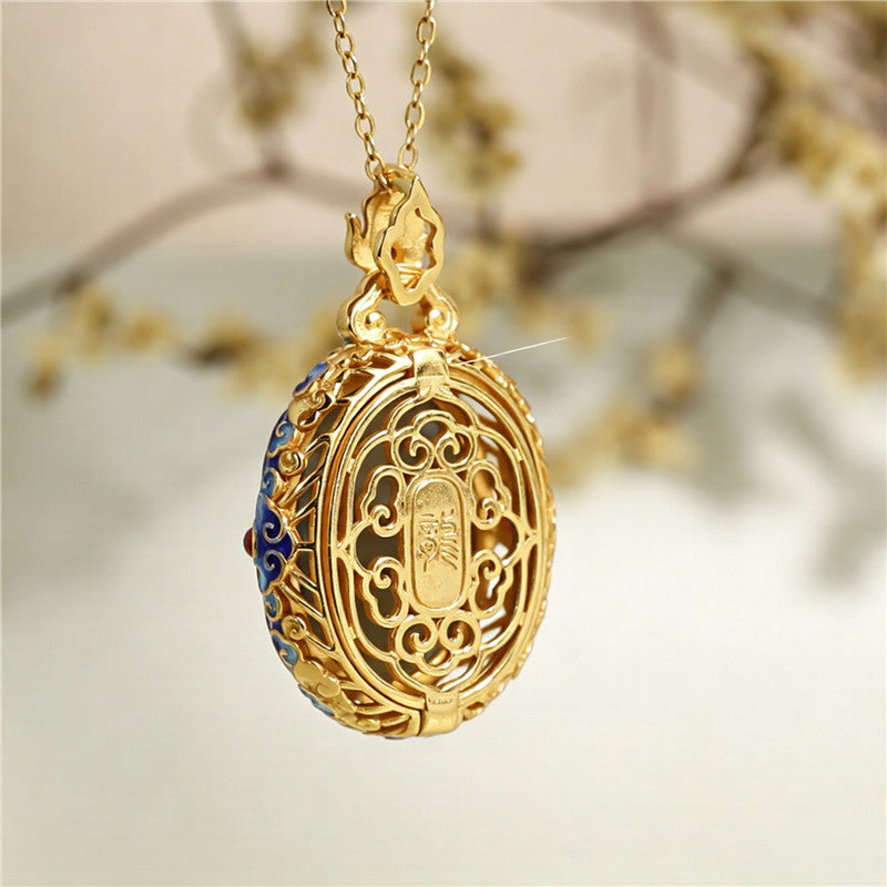 Dragon Incense Sachet Pendant — Hetian Jade & Sterling Silver
