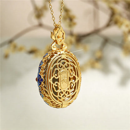 Dragon Incense Sachet Pendant — Hetian Jade & Sterling Silver