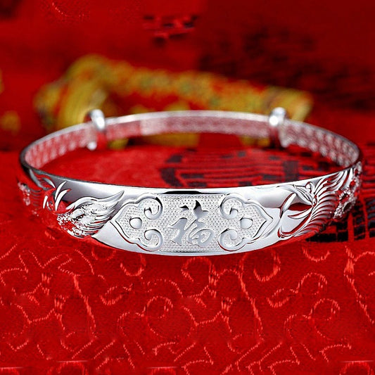 Dragon Phoenix Bracelets | Silver-Plated Chinese Bracelet