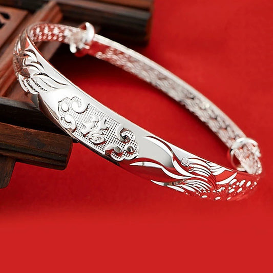 Dragon Phoenix Bracelets | Silver-Plated Chinese Bracelet