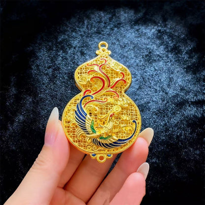 Dragon & Phoenix Gourd Pendant Necklace