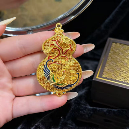 Dragon & Phoenix Gourd Pendant Necklace