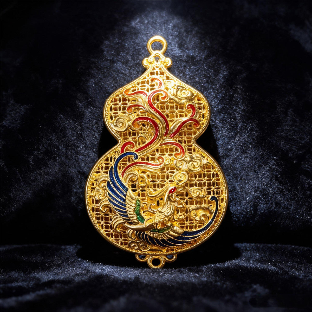 Dragon & Phoenix Gourd Pendant Necklace