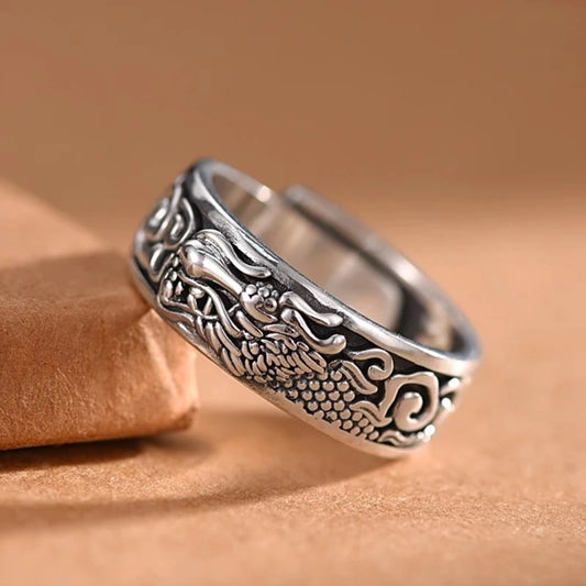 Dragon Totem Adjustable Ring | Antique Chinese Zodiac Jewelry