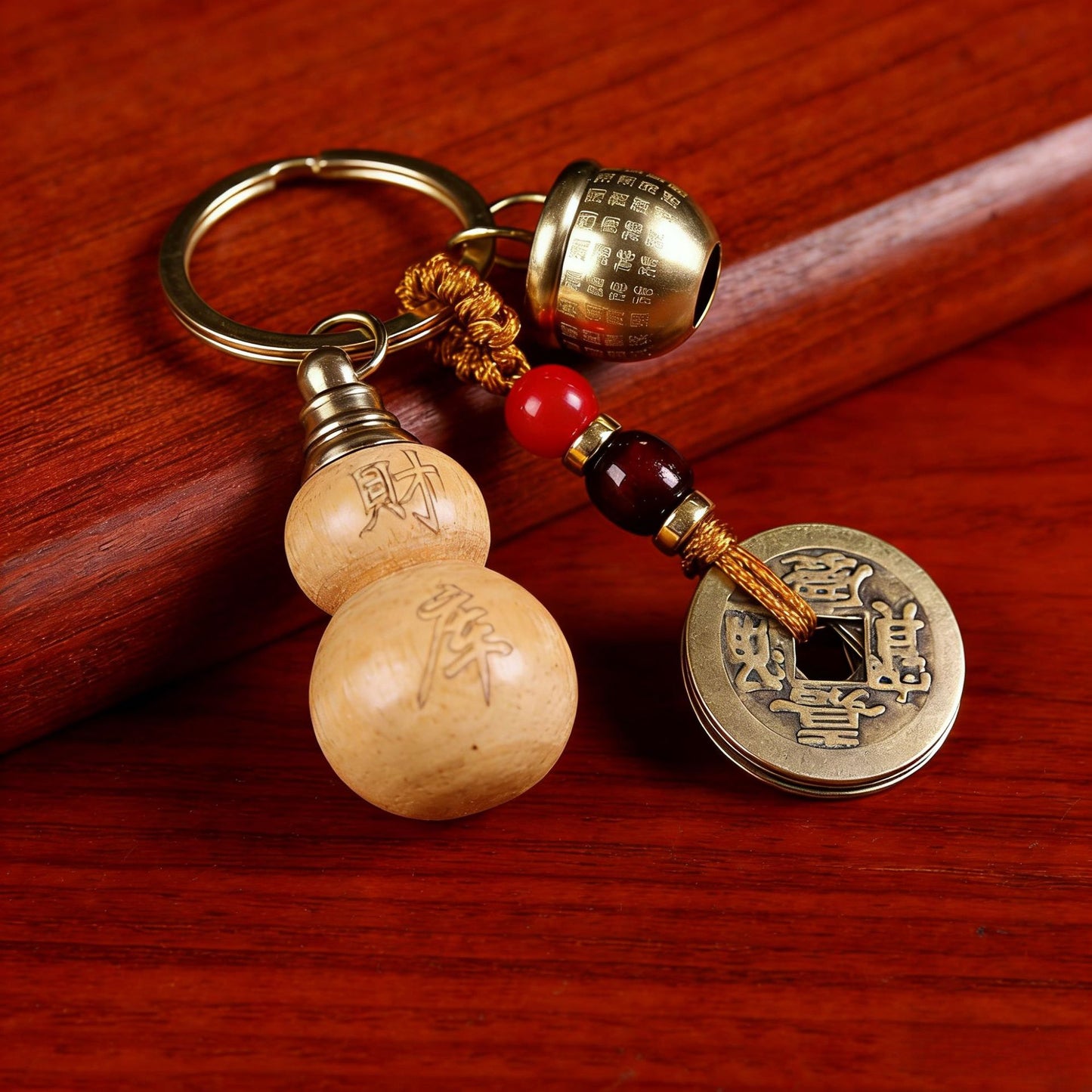 Five Emperor Coins Keychain | Feng Shui Hulu Gourd Lucky Charm