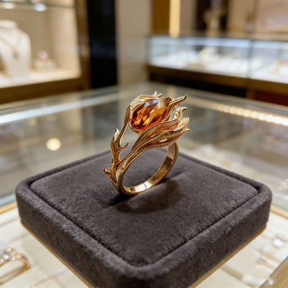 Phoenix Ring for Women | Adjustable Gold-Tone Chinese Jewelry