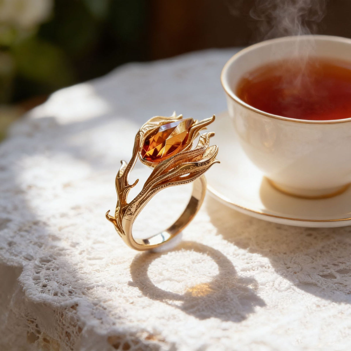 Phoenix Ring for Women | Adjustable Gold-Tone Chinese Jewelry