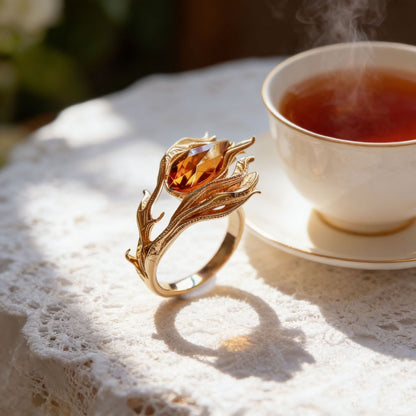 Phoenix Ring for Women | Adjustable Gold-Tone Chinese Jewelry