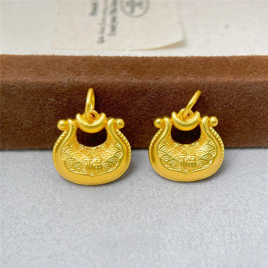Gold-Plated Fu Ingot Pendant Necklace | Chinese Good Luck Jewelry