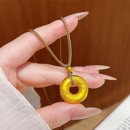 Gold-Plated Fu Ping An Kou Pendant Necklace