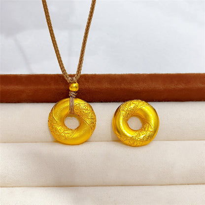 Gold-Plated Fu Ping An Kou Pendant Necklace