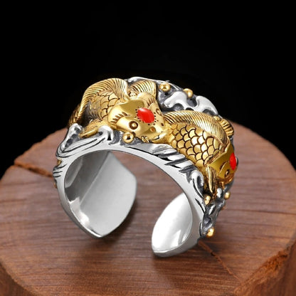 Gold Koi Fish Ring | Adjustable Lucky Charm Ring