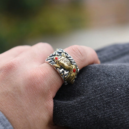 Gold Koi Fish Ring | Adjustable Lucky Charm Ring