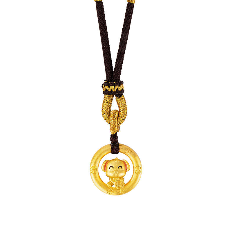 Chinese Zodiac Pendant Necklace 925 Sterling Silver | Ping An Buckle Lucky Charm