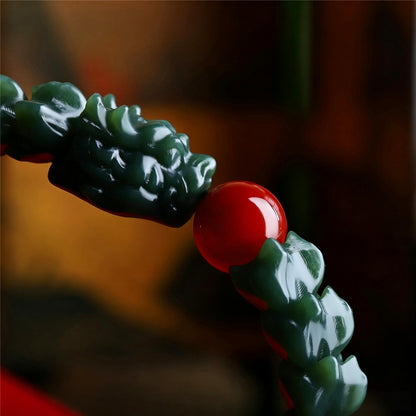 Bracelet dragon en jade de Hetian | Bijoux chinois en néphrite verte