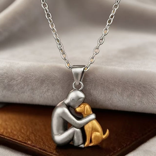Hugging Puppy Parent & Child Necklace | Family Gift