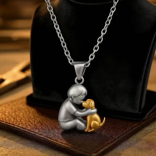 Hugging Puppy Parent & Child Necklace | Family Gift
